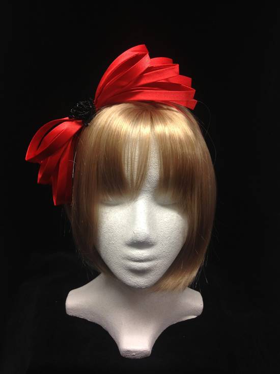 Cherry red and black fascinator - one only