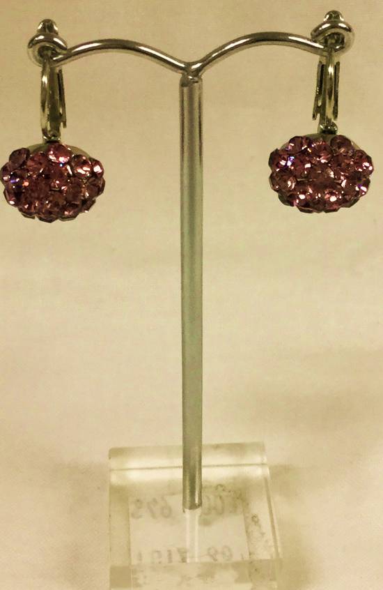 Antique pink crystal circular drop earrings