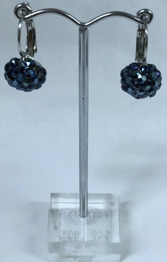Blue crystal circular drop earrings