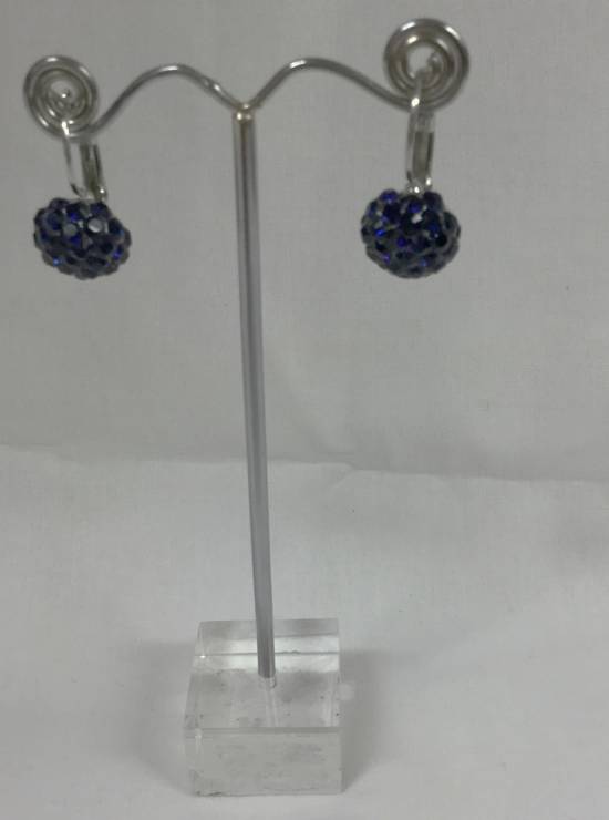Deep indigo crystal circular drop earrings