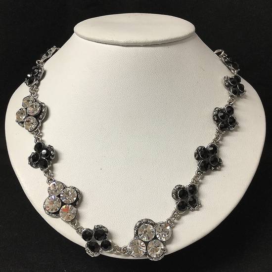 Jet and diamante necklace