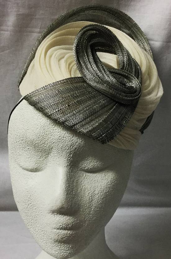 Cream and silver cocktail hat - one only