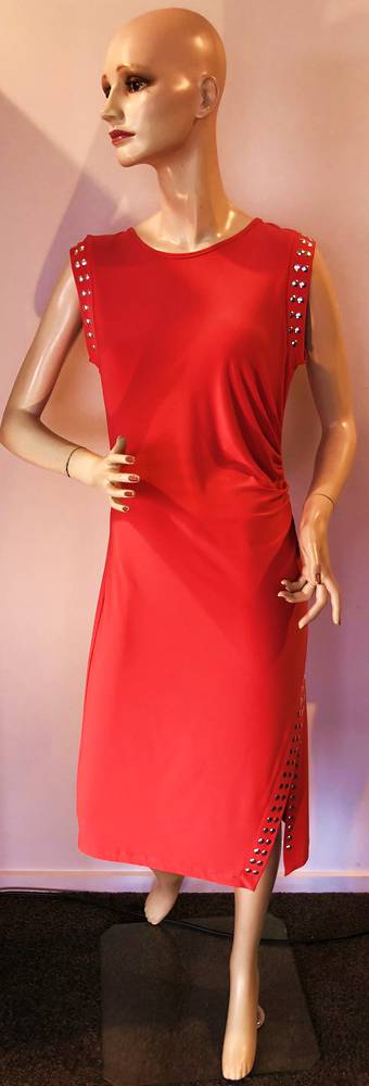 Coral ruched dress - size 10 only