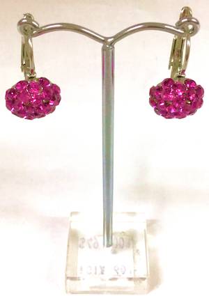 Fuchsia crystal circular drop earrings