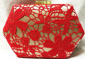 Red lace and champagne clutch - one only