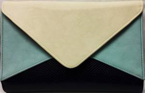 Navy/powder blue/ winter white envelope clutch - one only