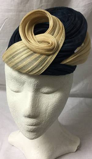 Navy and nude cocktail hat - one only