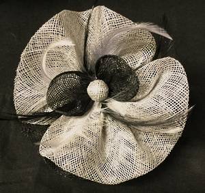 Silver and black circular fascinator - one only
