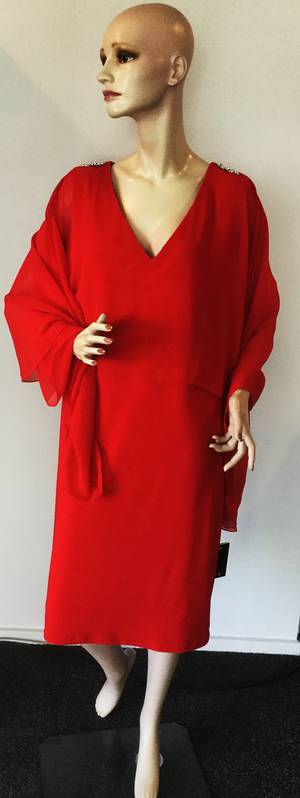 Jersey knit dress with chiffon cape - size 20 only