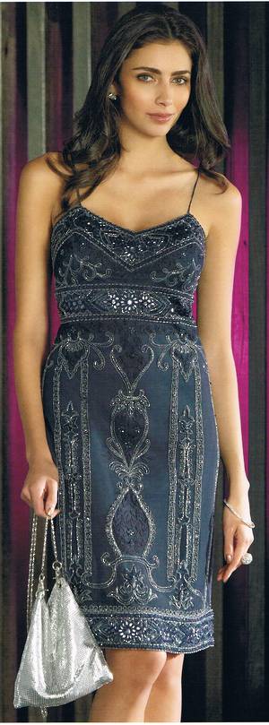 Navy beaded dress - size 6 only