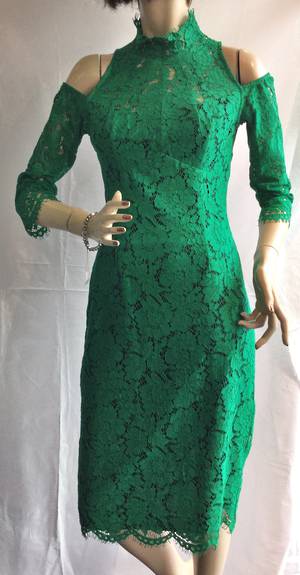Emerald lace dress over navy  - size 14 only