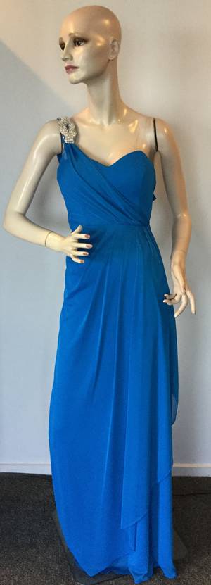 Chiffon and diamante full length one shouldered gown  - size 6 only