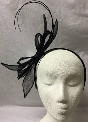 Black fascinator with bows and curly sticks