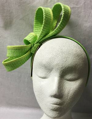 Lime looped fascinator on headband - one only