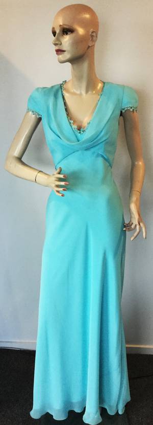 Chiffon gown with a cowl neck - one only size 8