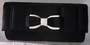 Black  satin clutch with black and white bow - one only