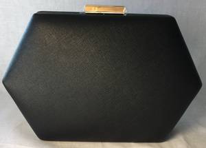 Black heaxgonal clutch with gold chain - one only