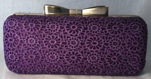 Violet lace and gold clutch - one only