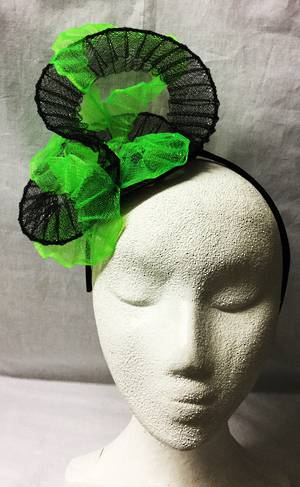 Fluro green  and black fascinator - one only