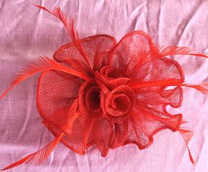 Red (rust) circular fascinator - one only